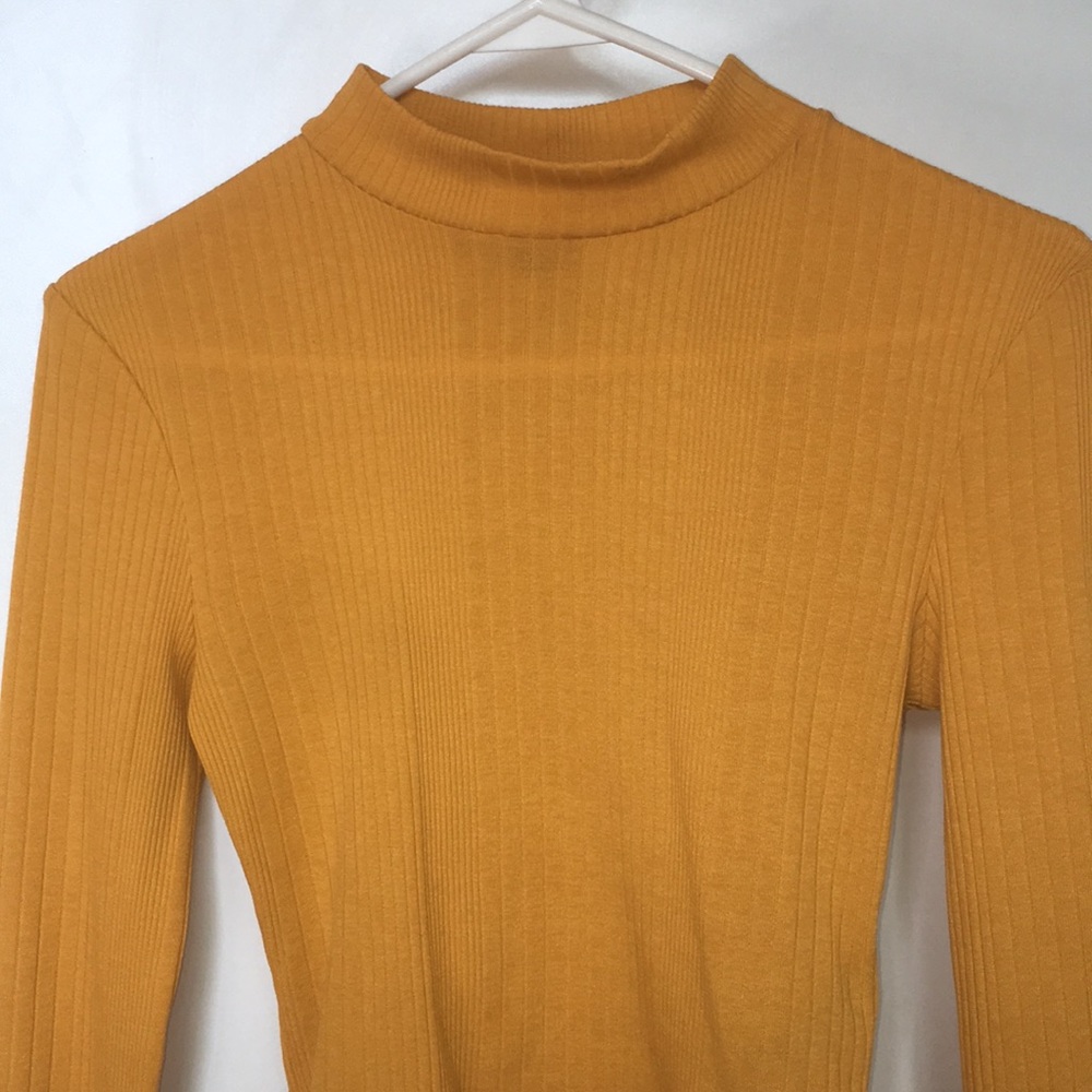 Divided Mustard Yellow Thin Turtleneck Top